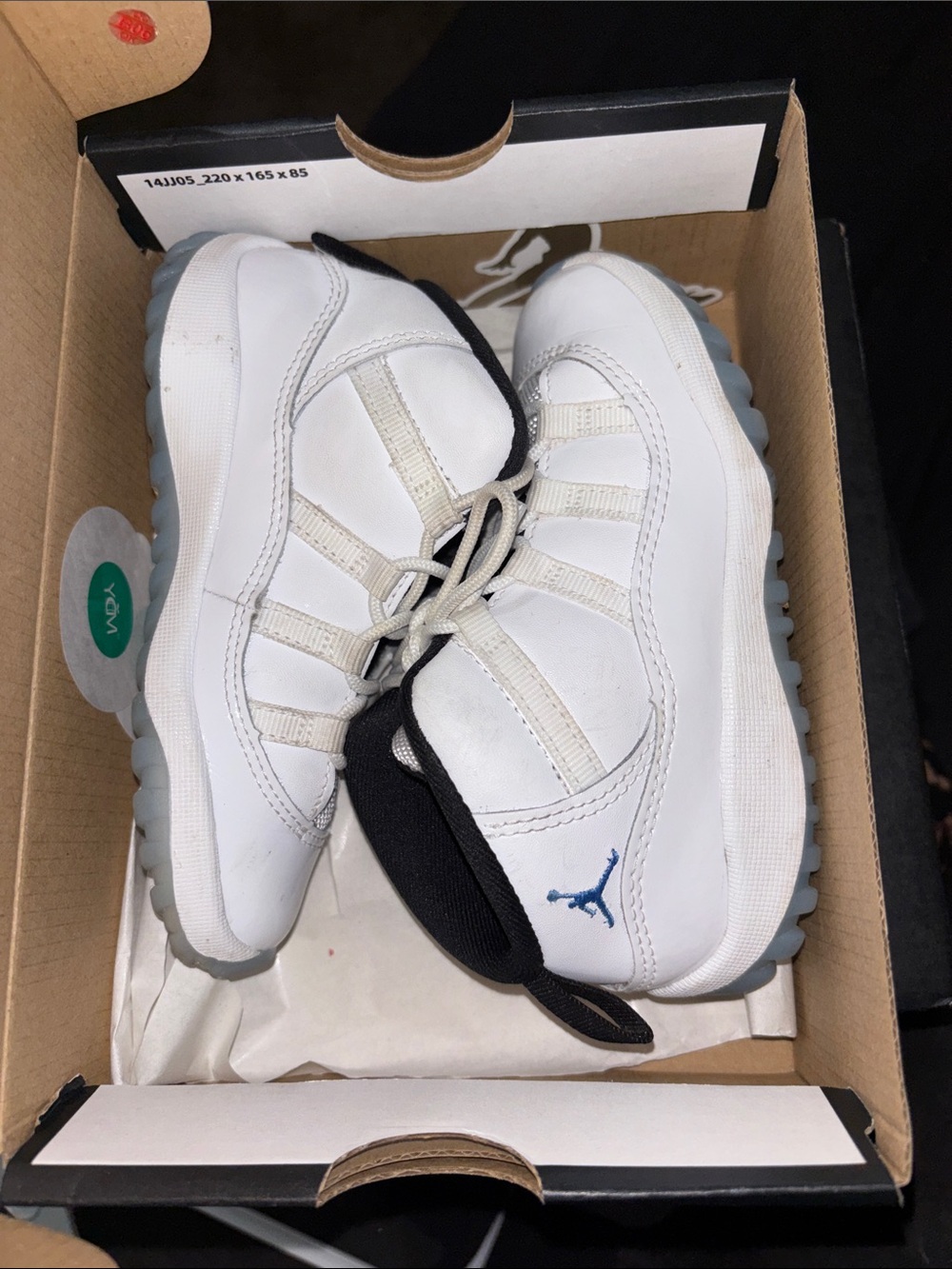 Jordan Kids White and Black Sneakers with Blue Jumpman